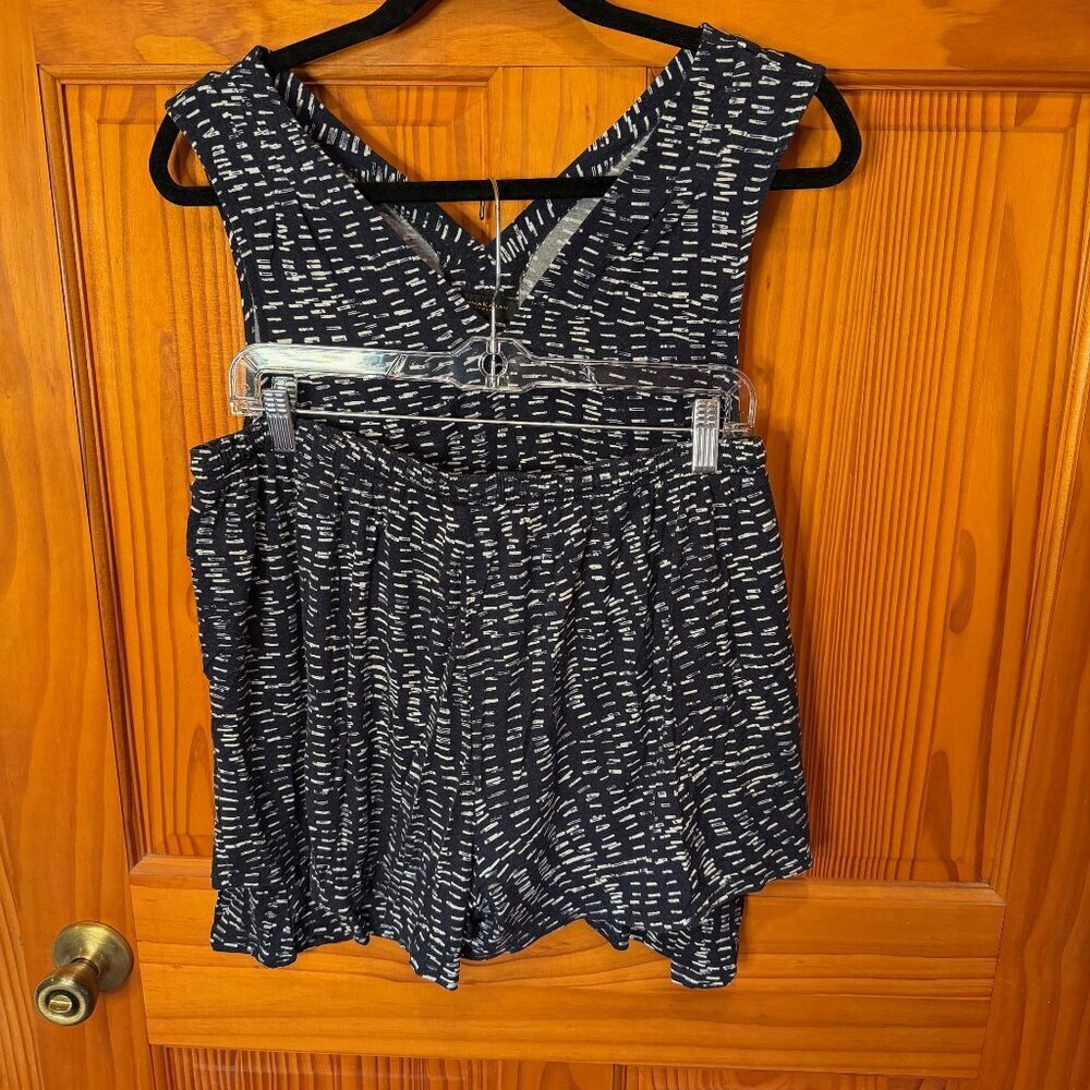 NWOT Donna Karan Sleepwear XL Sleeveless Blue/Black Top and Shorts